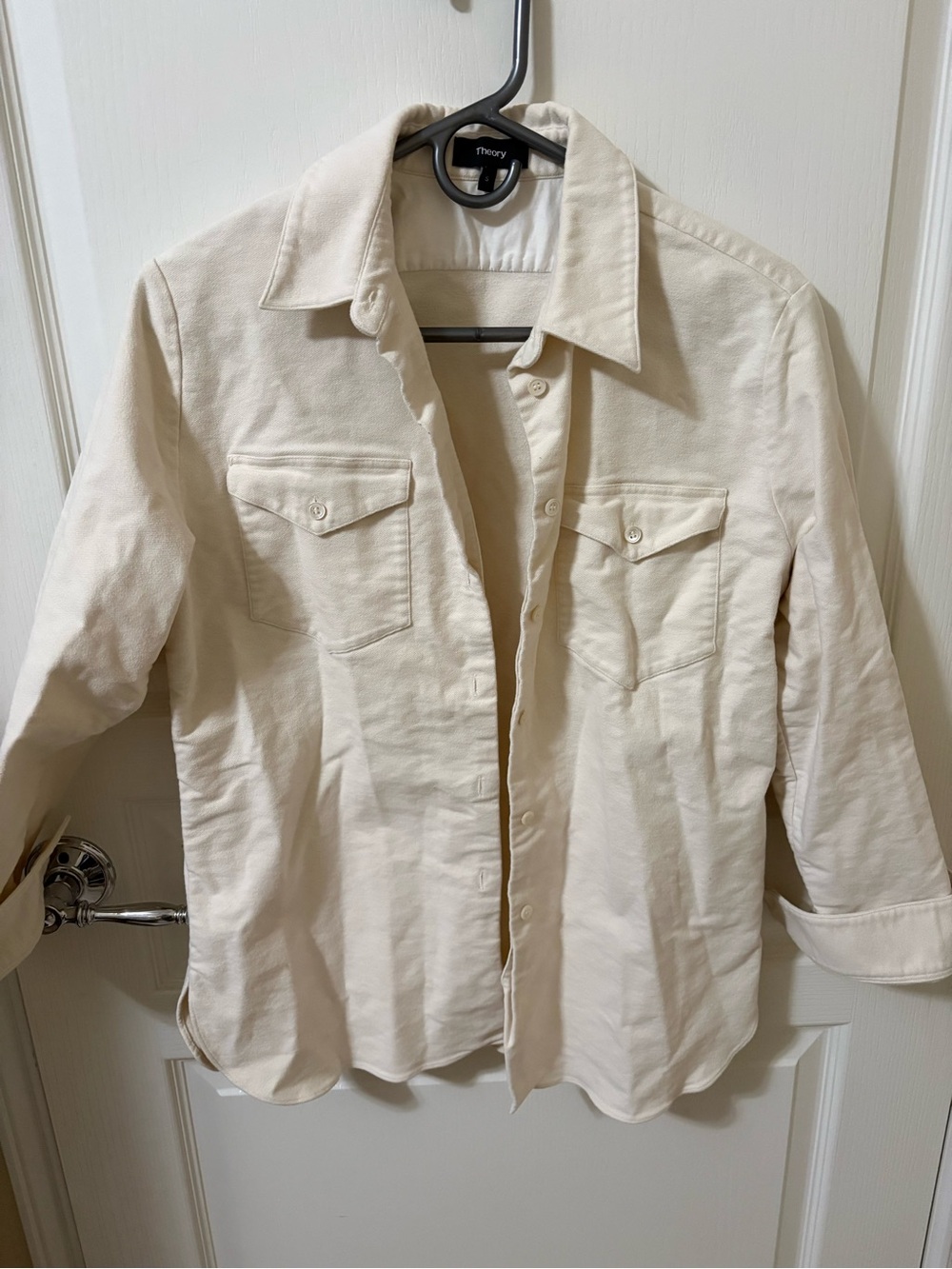 Theory Cream Button-Up Shirt Jacket